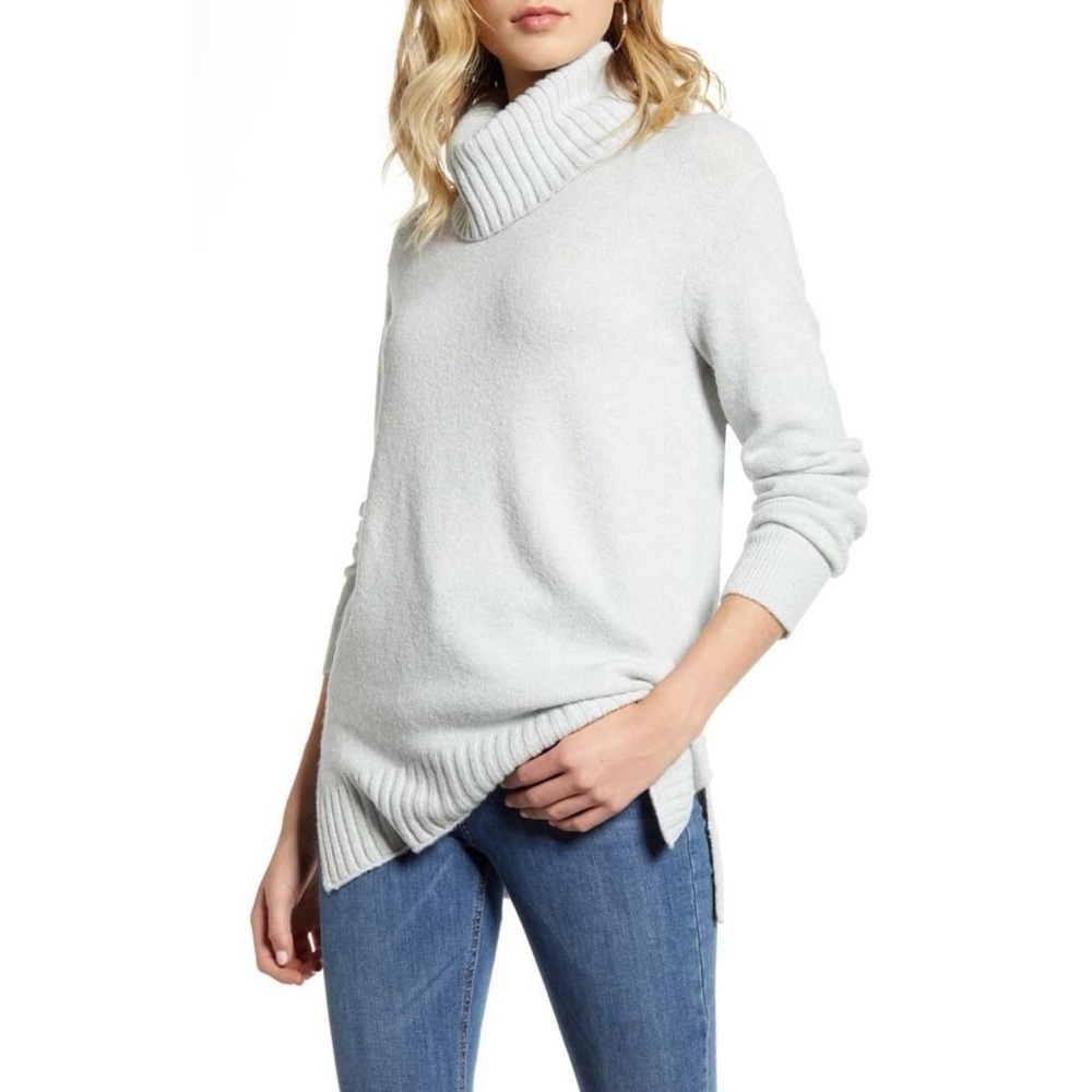 NWT Nordstrom BP Longline Turtleneck Knit Sweater - Light Gray